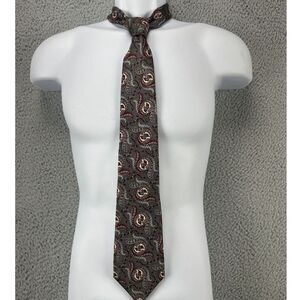 Christian Dior 100% Silk Neck Tie Mens Burgundy Brown Paisley Classic USA Made